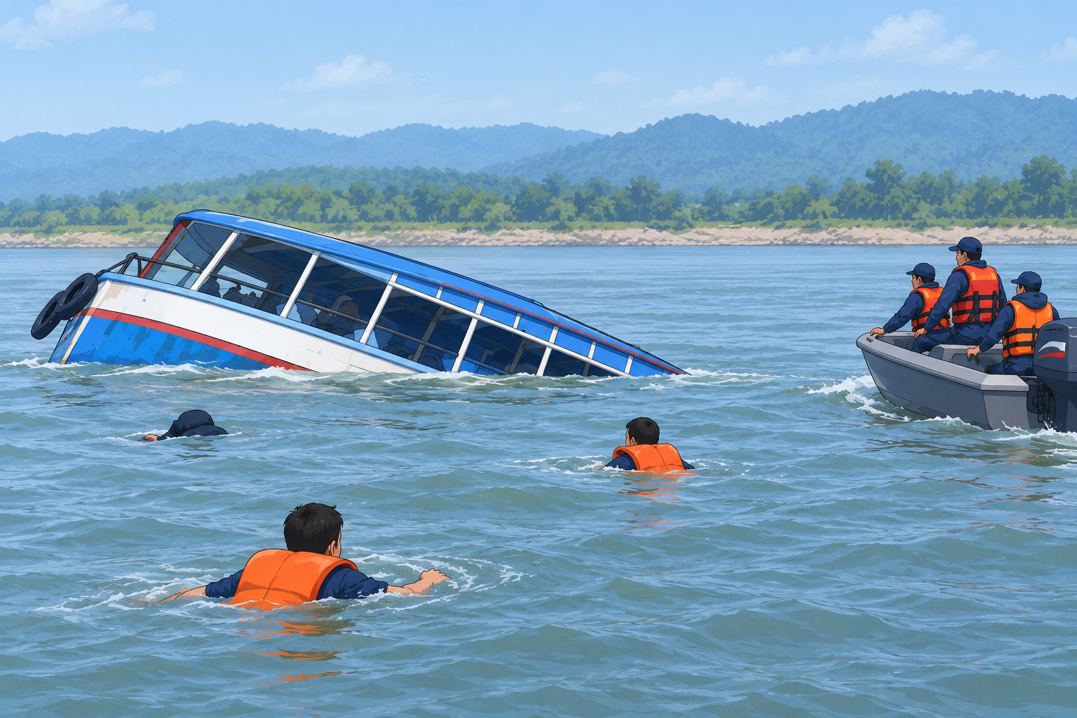 सप्तकोशीमा मोटर बोट दुर्घटना, तीनको मृत्यु, पाँच बेपत्ता