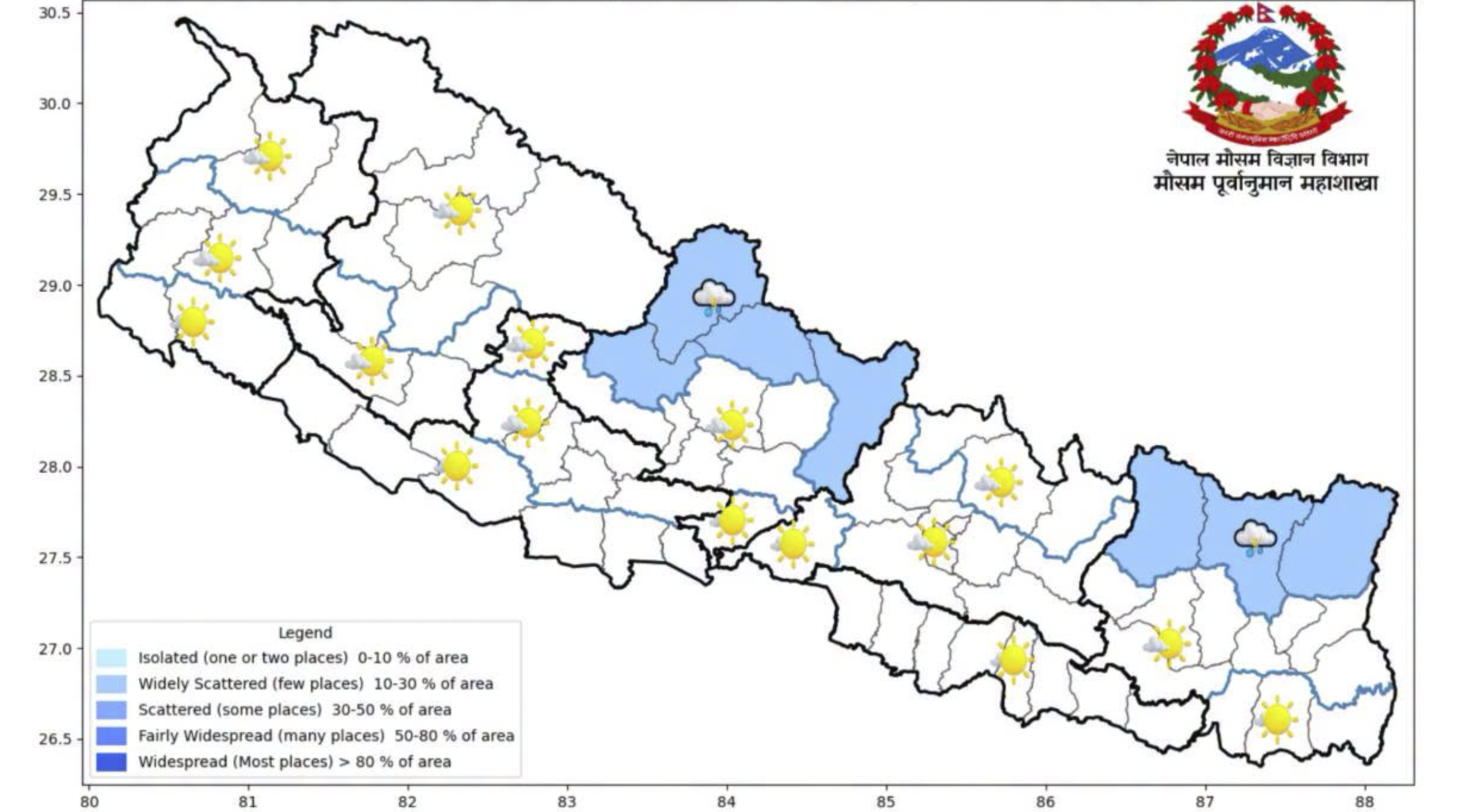 अधिकांश स्थानमा मौसम सफा रहने